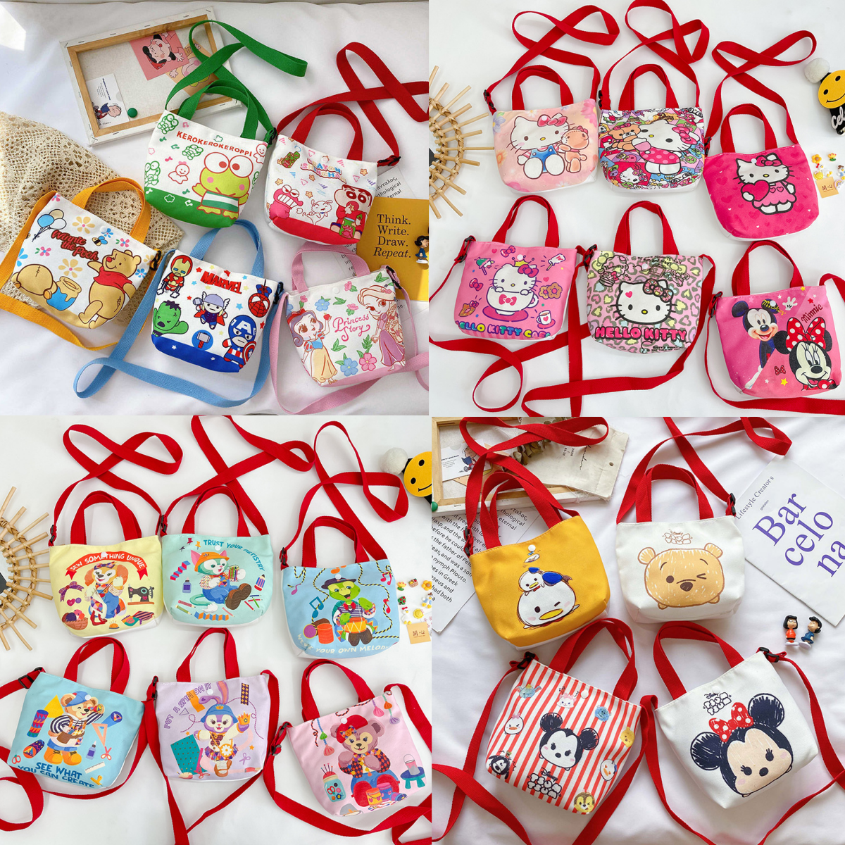 2025新款婴儿童帆布袋可爱卡通小女孩斜挎包洋气男宝宝手提单肩包