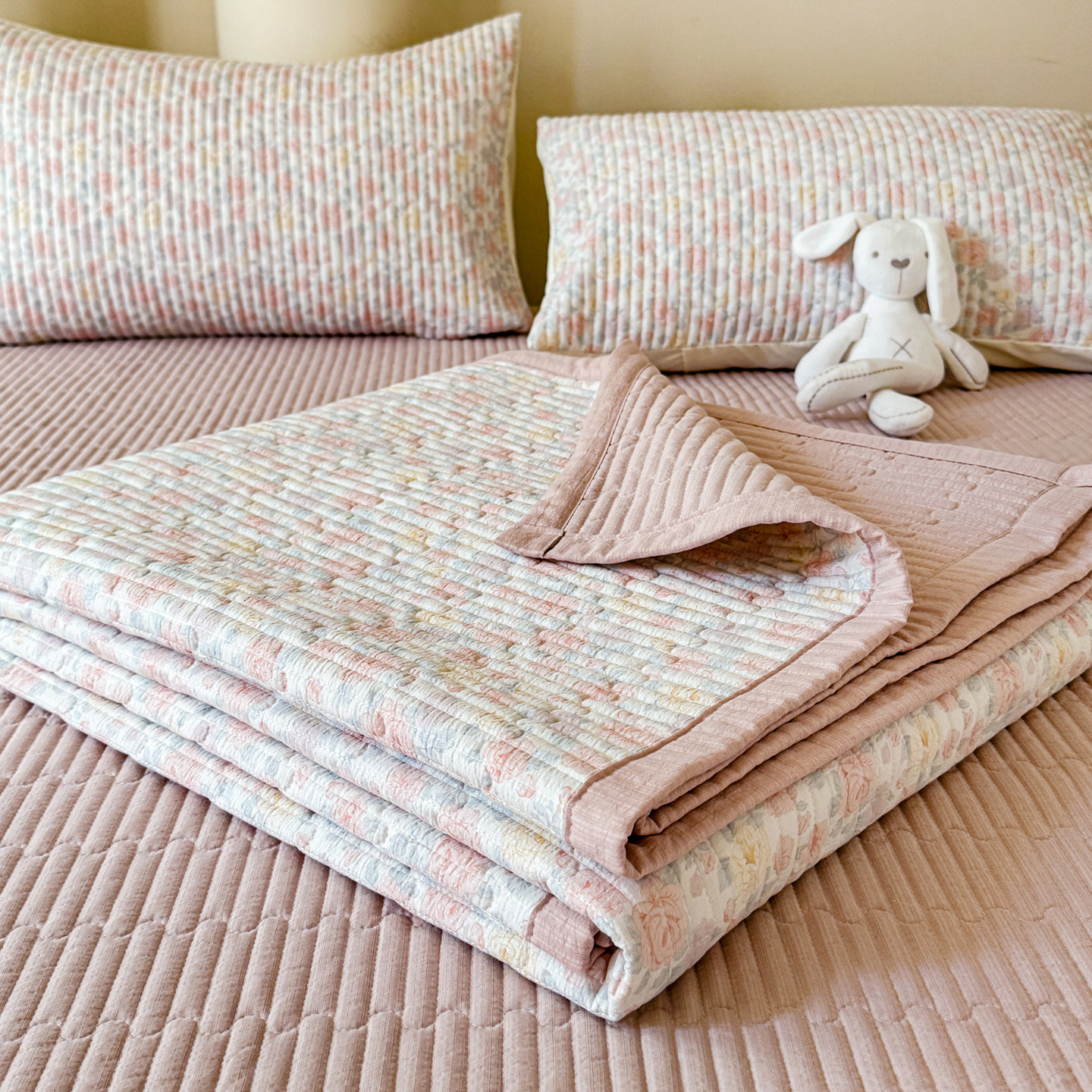 水洗棉床盖单件2025新款四季通用榻榻米防滑夹棉床单人炕盖三件套