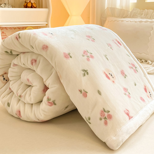 拉舍尔毛毯冬季加厚加绒午睡盖毯子床单人宿舍学生珊瑚法兰绒沙发