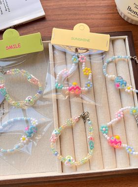 多巴胺彩色手工串珠手链小众设计级感甜美爱心小花闺蜜手串手饰