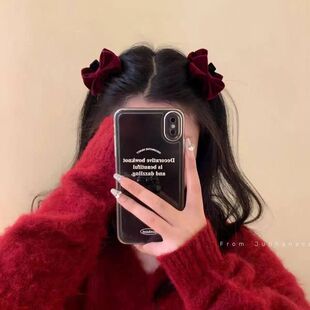 一对装新款植绒小香风蝴蝶结抓夹女百搭侧边刘海鲨鱼夹子发卡发饰