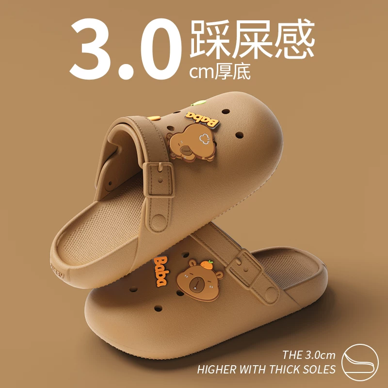 Женские сланцы для улицы летом 2025 года новые Crocs с толстой подошвой, домашние/для ванной/интерьер, нескользящие, с носком, для женщин, лето