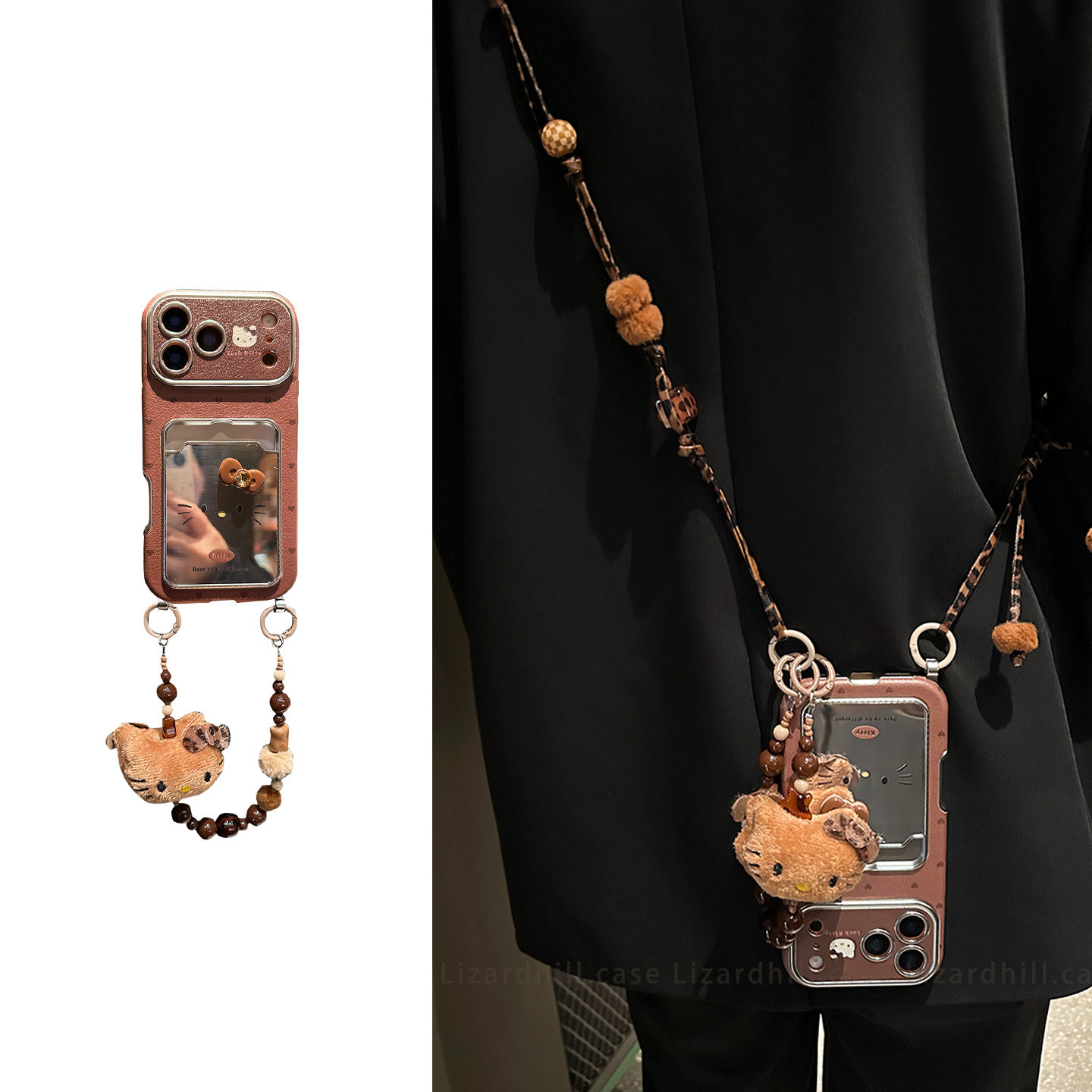 lizardhill 秋冬高级感镜面kitty猫适用苹果17pro手机壳新款16全包iphone15promax女14pro斜挎可背带毛绒挂绳,3C数码配件,手机保护套/壳,淘宝优惠券,粉丝福利购,淘宝优惠卷