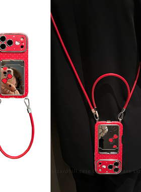 lizardhill 新年镜面红色kt适用苹果17promax手机壳女16pro新款iphone15斜挎可背带挂绳14pro可爱全包防摔
