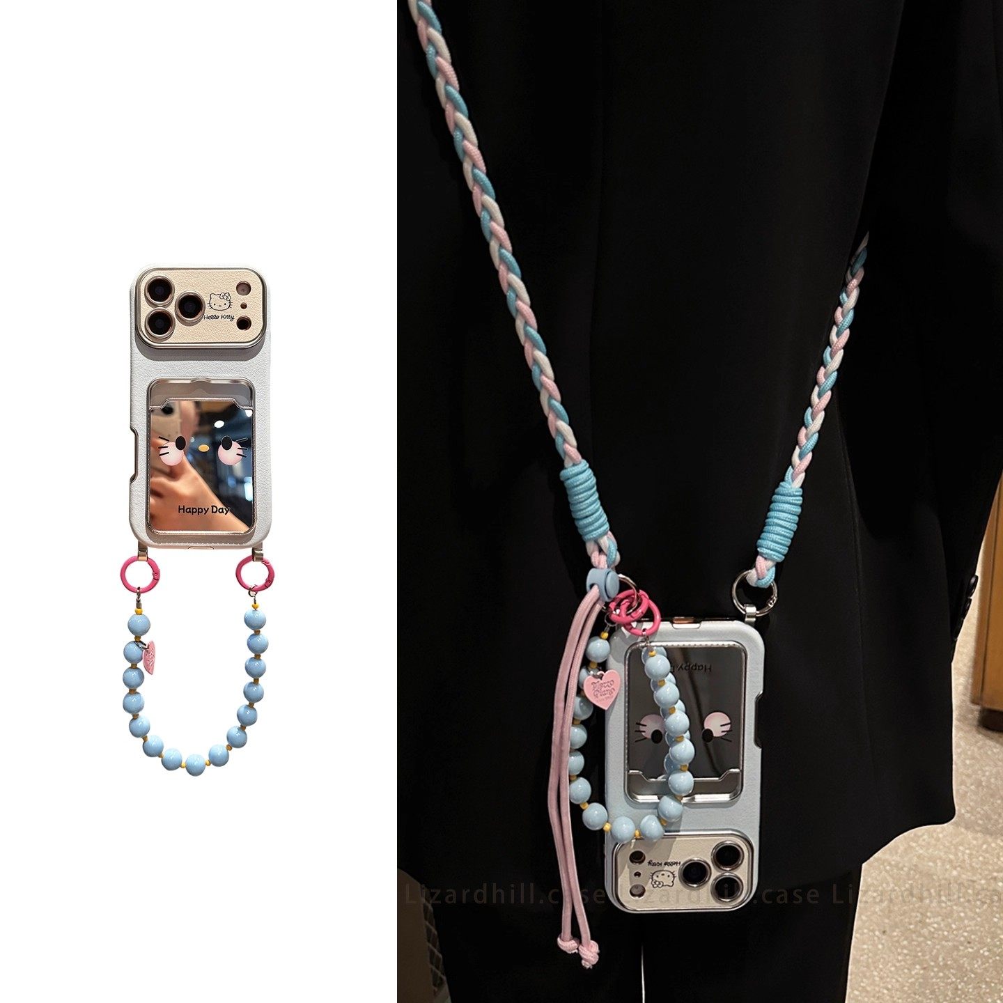 lizardhill 镜面款蓝kt猫适用苹果16手机壳女17pro新款iphone15promax挂链14pro斜挎可背带挂绳13全包不撞款,3C数码配件,手机保护套/壳,淘宝优惠券,粉丝福利购,淘宝优惠卷