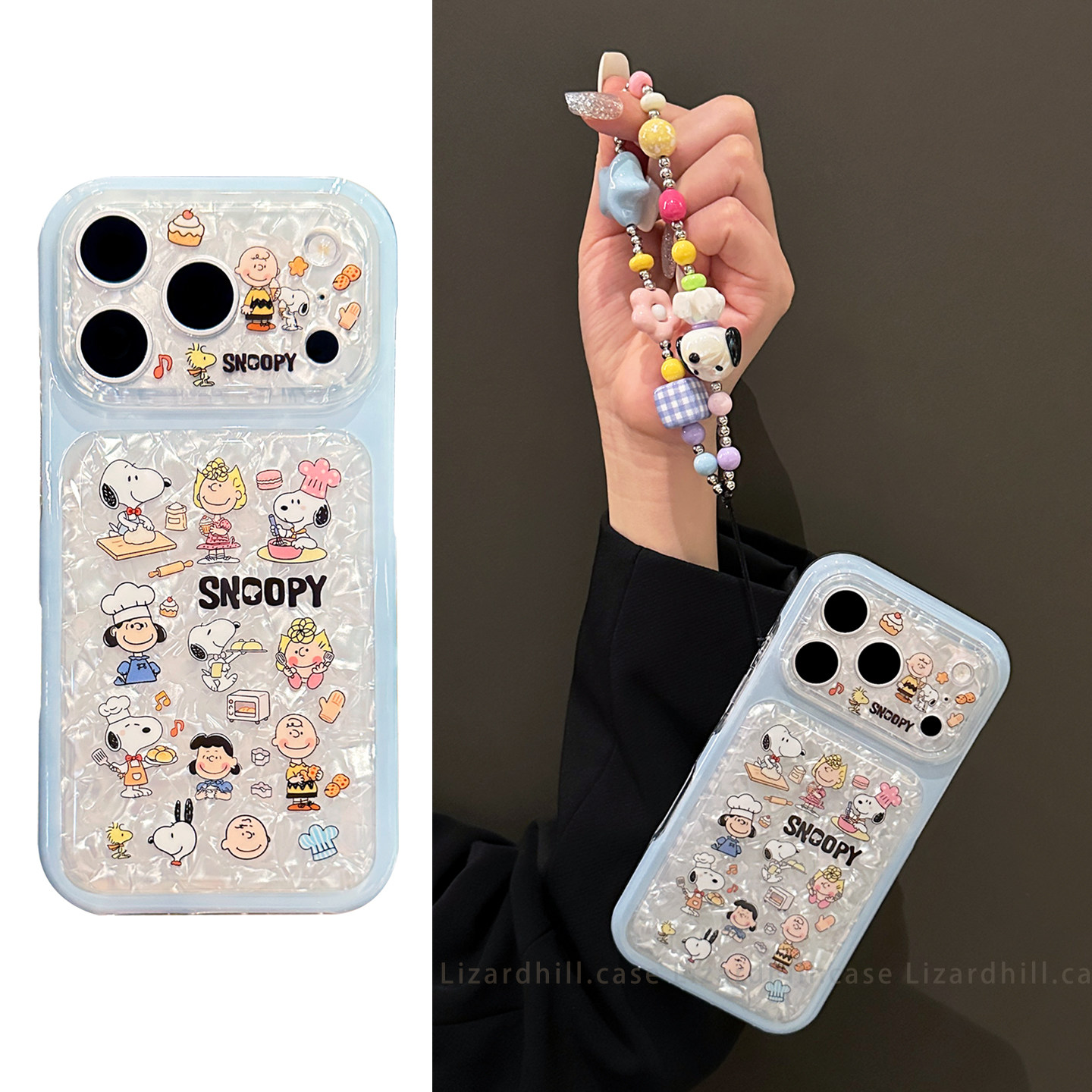 lizardhill 可爱史努比适用苹果18promax手机壳18pro新款17pro女16pro带挂绳链iphone15pro镜头全包防摔好看