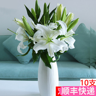 香水百合鲜花10支双头白西伯利亚云南直发斗南花市新基地花卉市场