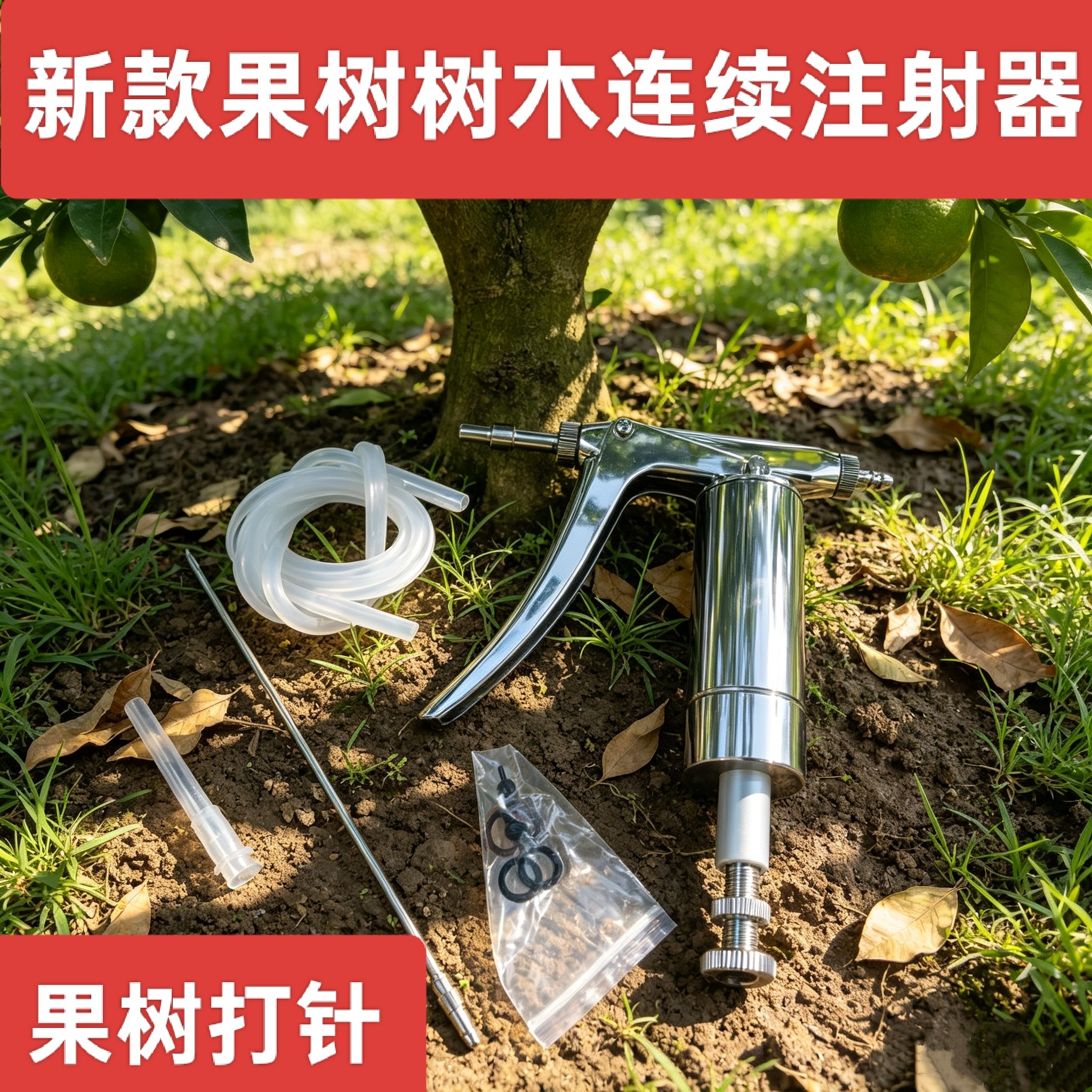 果树树木连续注射器全金属内芯1.5米管送2支长针头高精度新款