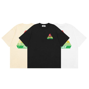 PALACE 彩色渐变色三角形限定LOGO陈冠希欧美潮牌小众情侣装短袖