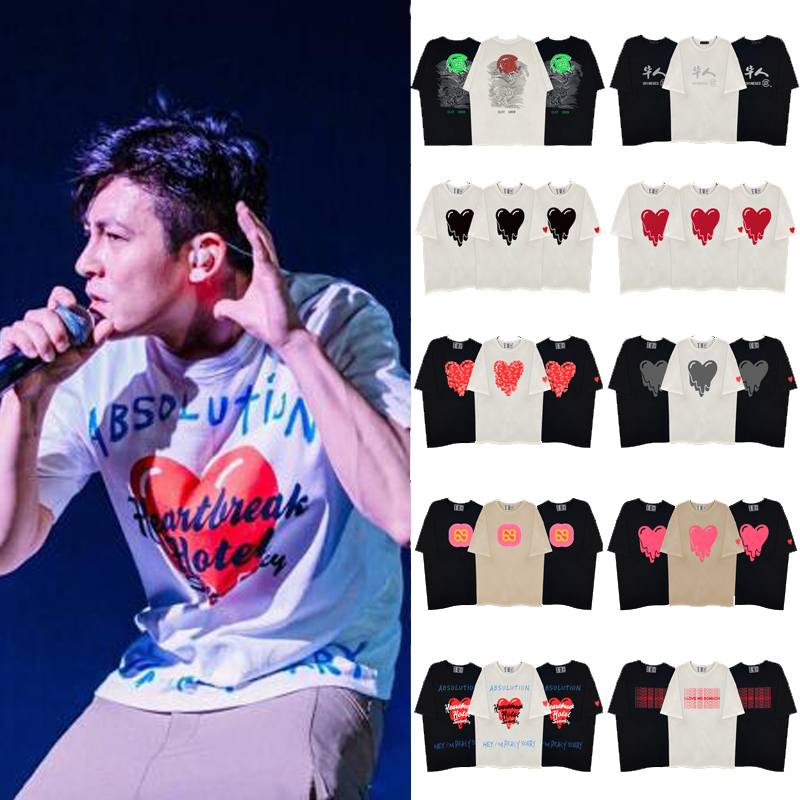 clot陈冠希eu溶解心3d华人反光印花圆领情侣宽松短袖t恤男潮牌ins