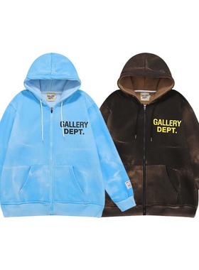 GALLERY DEPT秋季新款扎染拉链开衫卫衣高街复古纯棉宽松连帽外套