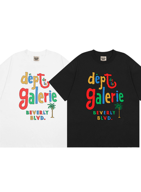 GALLERY DEPT 欧阳娜娜同款彩虹椰子树印花青少年宽松夏季短袖