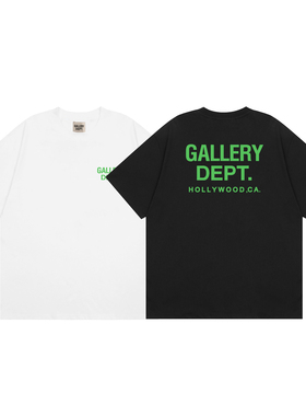 GALLERY DEPT 经典款夏季美式oversize西海岸绿色字母印花短袖T恤