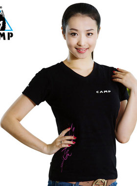 CAMP坎普女式修身短袖精棉T恤 透气清爽户外运动T恤