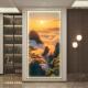旭日东升玄关装 饰画LED灯发光风景山水挂画日出东方客厅过道壁画