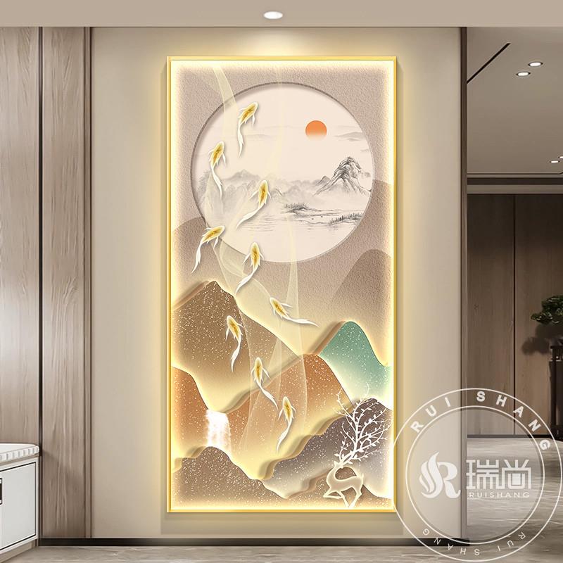 led带灯轻奢入户玄关装饰画简约现代风高档挂画壁画走廊过道