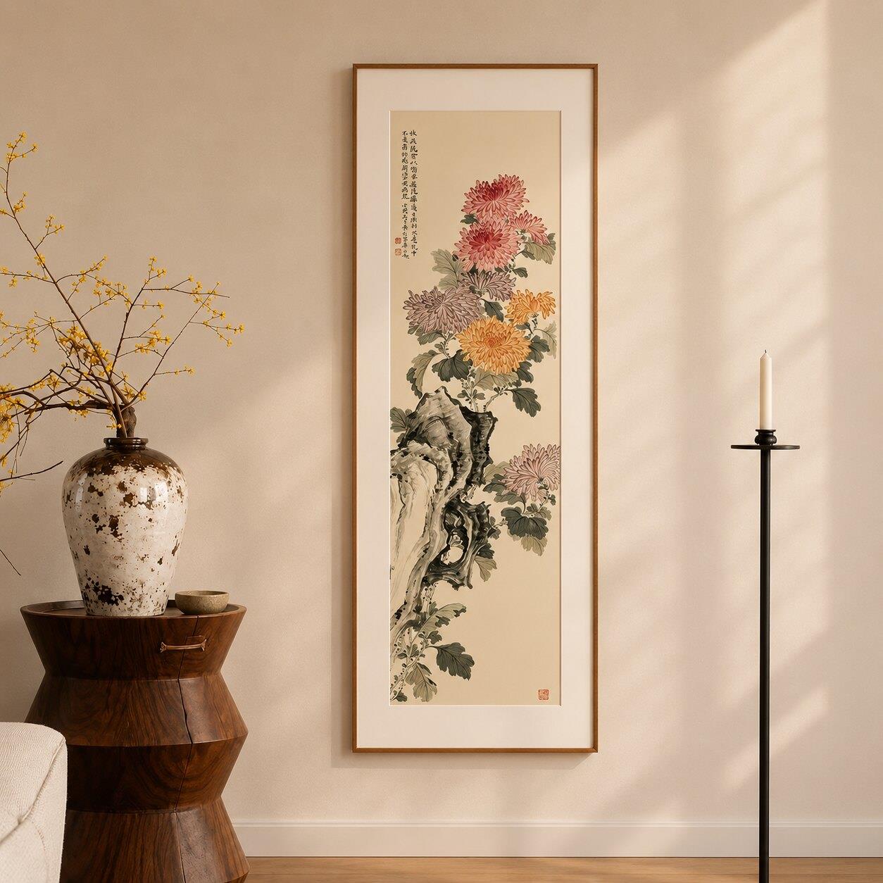 宋代美学梅兰竹菊国画四条屏花鸟挂画中式客厅沙发背景墙装饰壁画