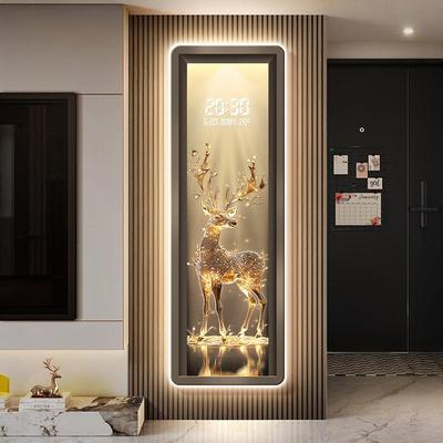 福鹿生财客厅插电款万年历2025新款高级感长方形数显电子挂钟挂墙