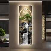 轻奢流水生财客厅万年历电子挂钟麋鹿高级时钟玄关挂墙竖条装 饰画