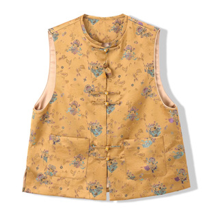 26春新款新中式国风高端时髦洋气人丝宋锦马甲女叠穿马夹背心外套