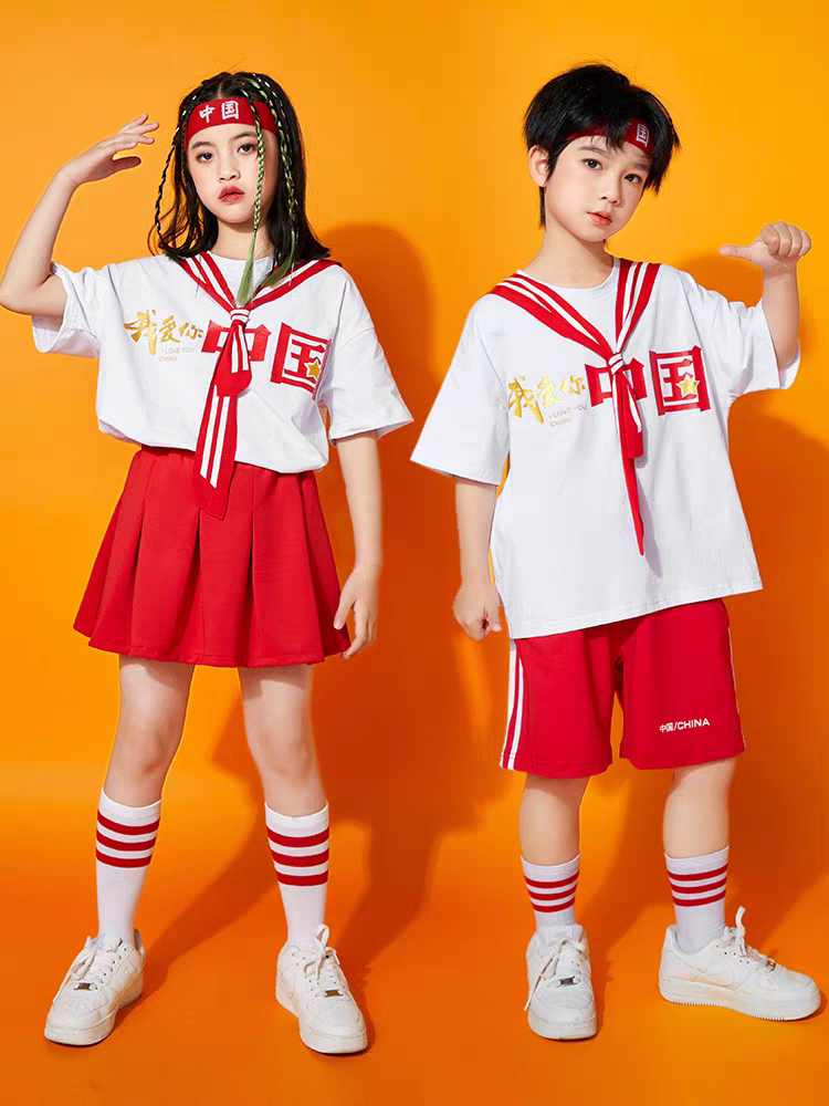 六一儿童啦啦队演出服幼儿园小学生合唱服运动会班服爱国表演服