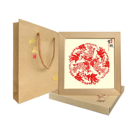 伴礼品送老外特色商务相框装饰画镜框剪纸实木中国风出国蔚县摆件