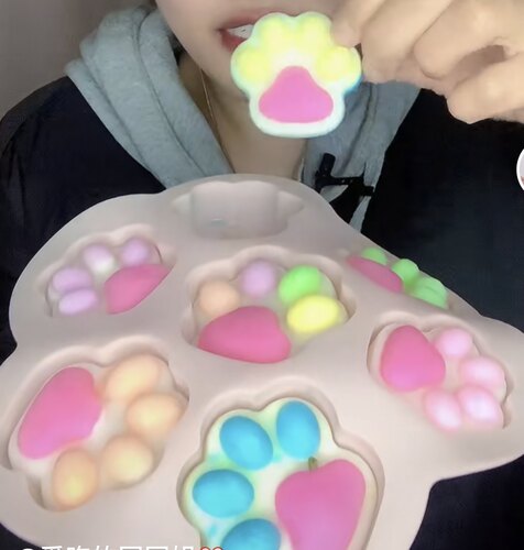 网红七连四D胖胖猫爪布丁模具硅胶果冻慕斯白凉粉奶冻戚风蛋糕模