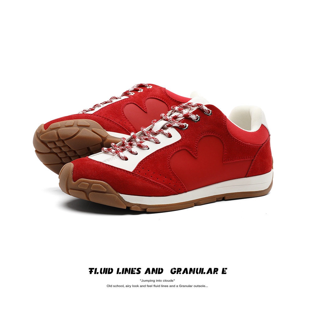 【隐形增高3公分】26s春季新款红色德训鞋百搭休闲慢跑鞋男女同款,女鞋,时尚休闲鞋,淘宝优惠券,粉丝福利购,淘宝优惠卷