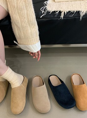 安妮麦坤丨真皮row风软面懒人一脚蹬厚底大头勃肯鞋半拖鞋女