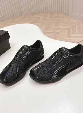 2026开春新品百搭休闲通勤平底运动鞋系带软底慢跑德训鞋女真皮