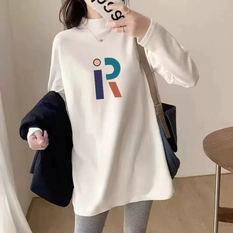 外穿秋季2025新款胖mm大码德绒打底衫遮肚子女上衣中长款长袖t恤