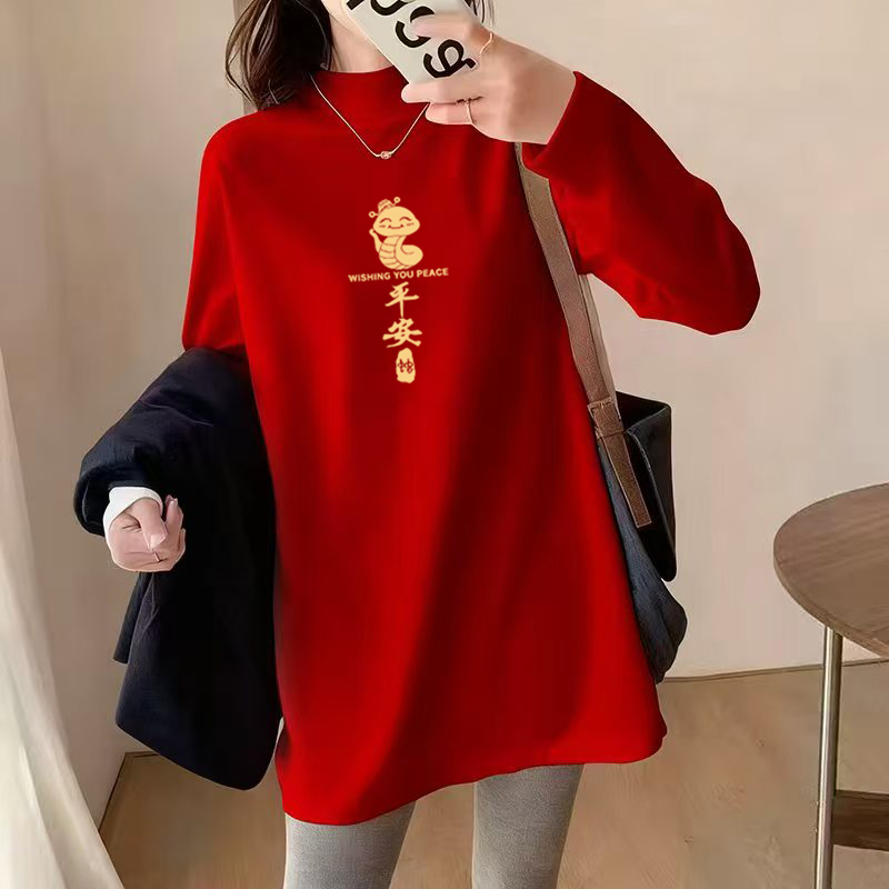 外穿中长款秋冬款胖mm大码打底衫中式德绒2025上衣显瘦女t恤长袖