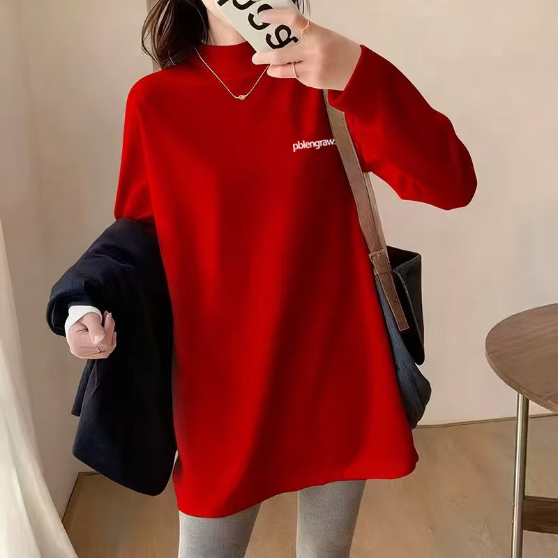 简约韩版2025秋冬款外穿中长款显瘦德绒打底衫女装t恤长袖上衣服