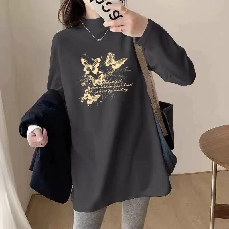 2025秋季新款大码胖mm新中式长袖T恤女装300斤德绒打底衫显瘦上衣