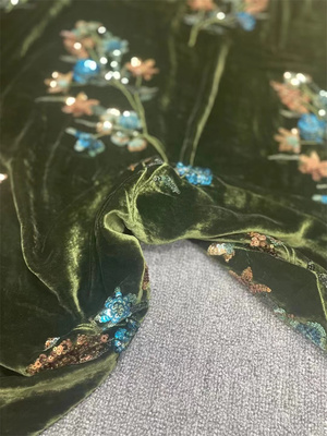 秋冬重工刺绣亮片真丝丝绒面料