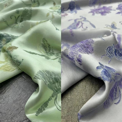 早春28姆米真丝冠乐绉提花面料