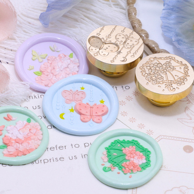 浮雕花朵植物火漆印章章头