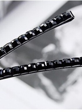 韩版黑色水晶钻一字夹流海发饰留海发夹个性百搭发饰qia子顶边夹