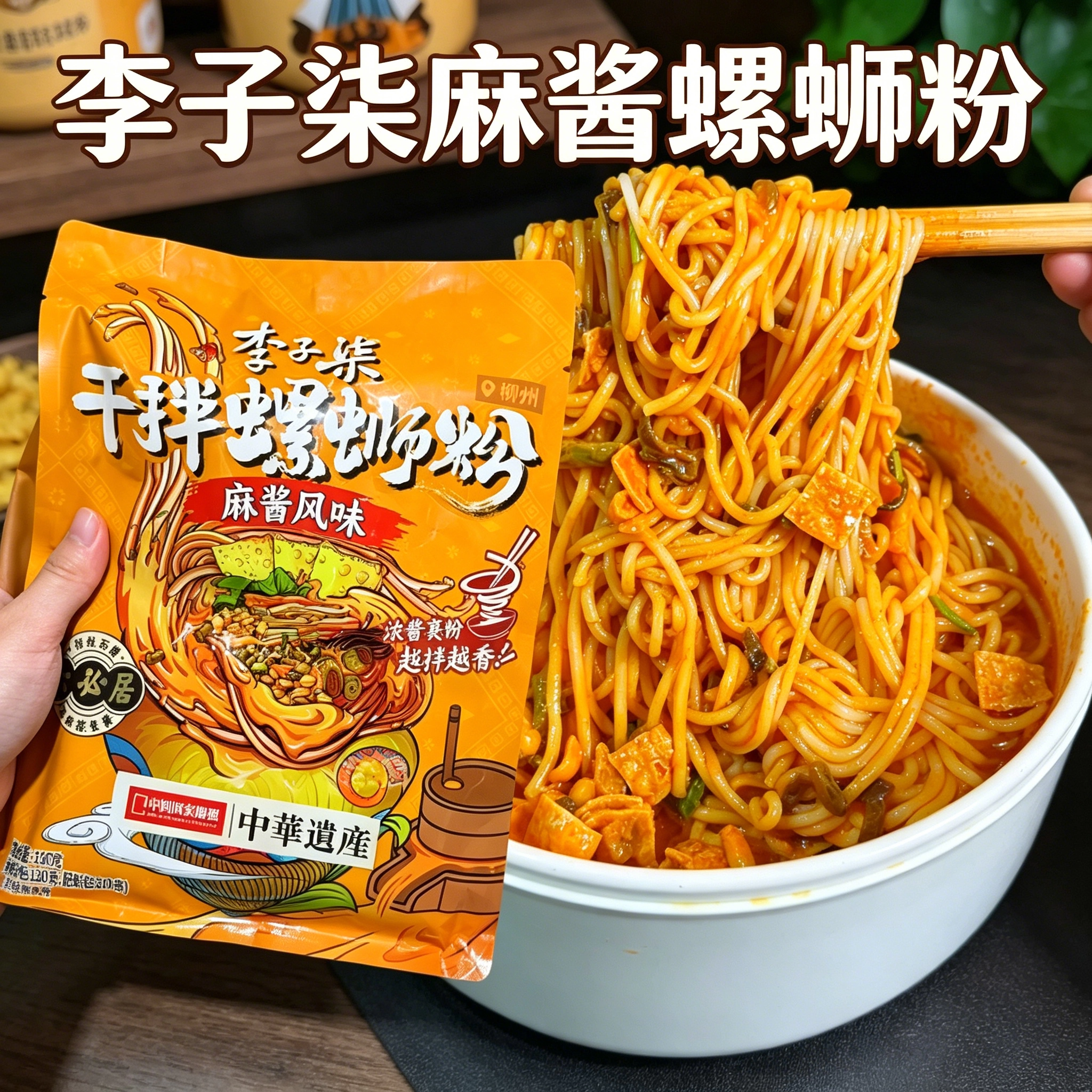 李子柒干拌螺蛳粉麻酱风味330g柳州螺狮粉广西特产米线米粉速食