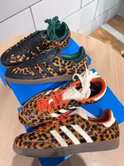 Unisex German Training Shoes with Leopard Print, Retro Casual Lace-Up, Comfortable Classic T-Toe Flat Non-Slip Sneakers