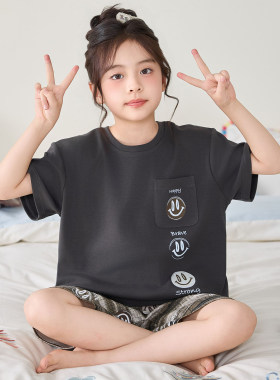 儿童睡衣女童纯棉短袖5-7-9-11-12岁小女孩家居服卡通中大童套装