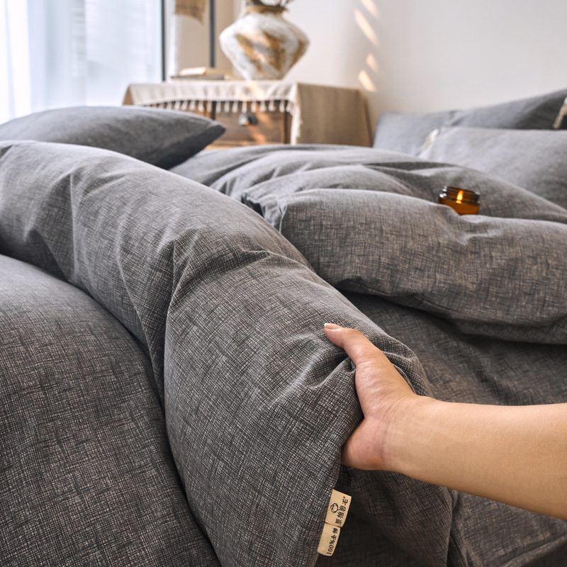 冬季加厚磨毛纯棉四件套100全棉床单被罩裸睡4件套简约风床上用品