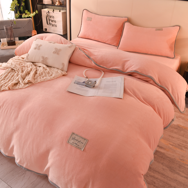 纯色牛奶绒被套单件加厚珊瑚绒