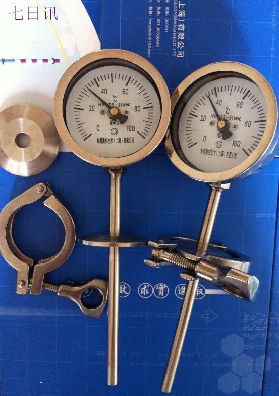 WSSN-316耐震充油全不锈钢卫生级快装卡盘式双金属温度计WSS-316N