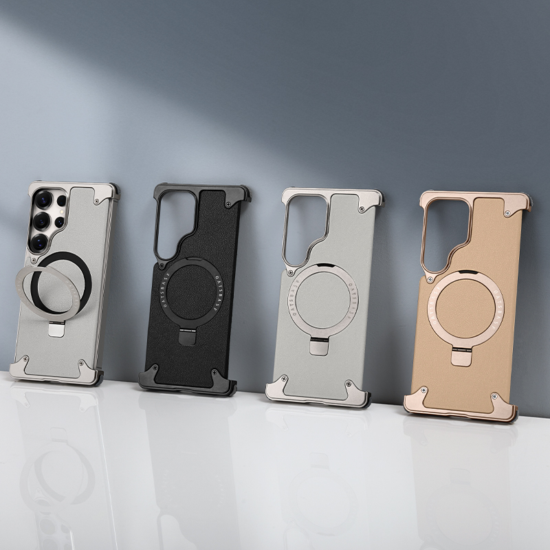 适用三星s25ultra手机壳金属真皮