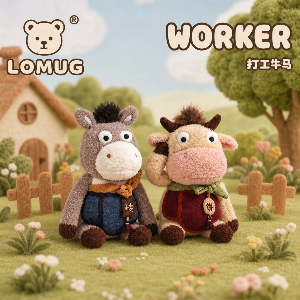 英国LOMUG牛马系列毛绒玩具呆萌小牛玩偶公仔睡觉抱枕娃娃礼物