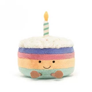 英国LOMUG趣味彩虹生日蛋糕毛绒玩具安抚玩偶公仔娃娃生日礼物