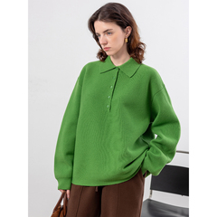 宽松毛衣慵懒高级感女款2025新款秋冬翻领套头加厚复古针织杉上衣