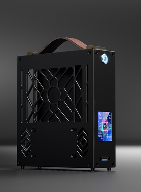 黑色M1铝合金mini迷你电脑机箱台式机小主电源套装diy办公外壳itx