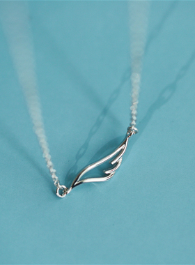 日韩简约森系s925纯银女翅膀项链